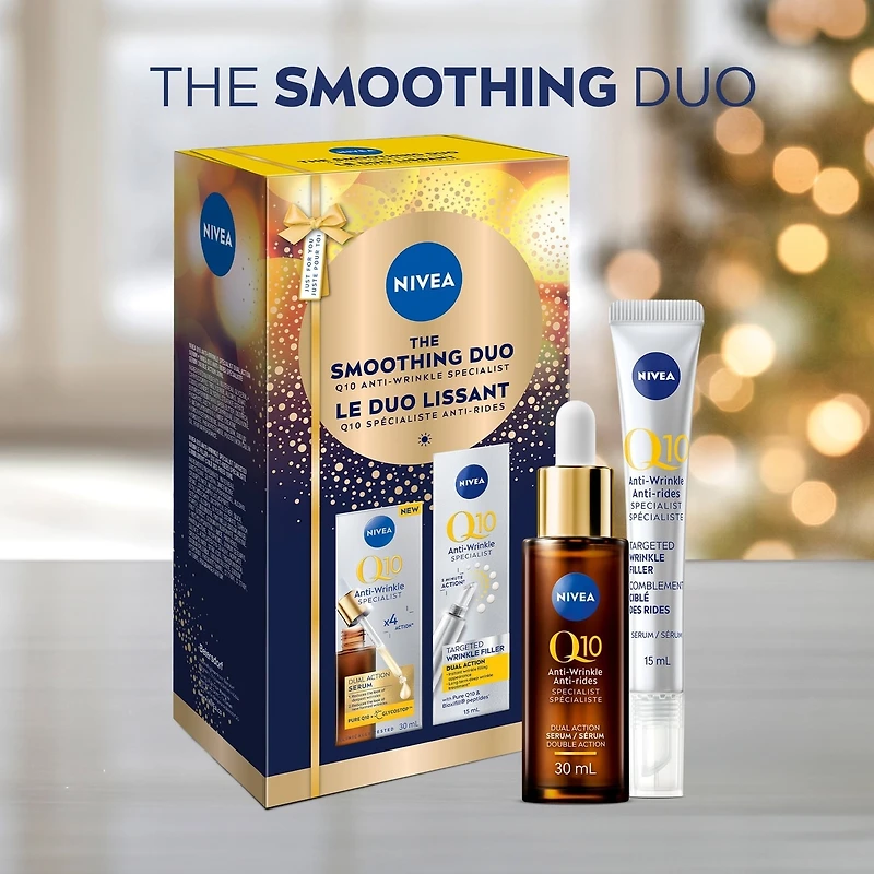 NIVEA Smoothing Duo Q10 Anti-Wrinkle Specialist Holiday Gift Set, Serum and Wrinkle Filler
