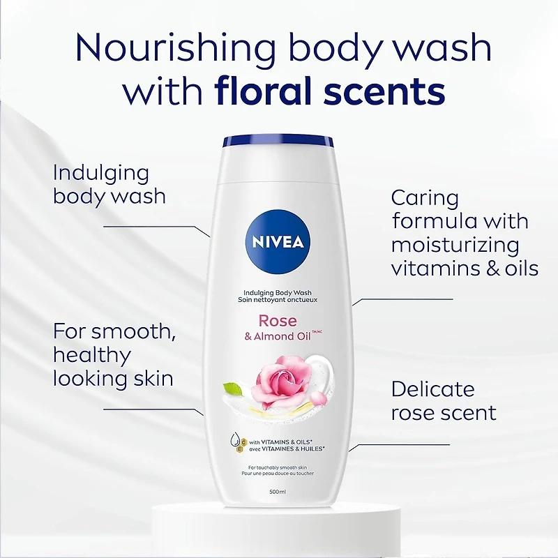 NIVEA Feel Pampered Skincare Routine Holiday Gift Set, Body Cream, Body Wash and Deodorant