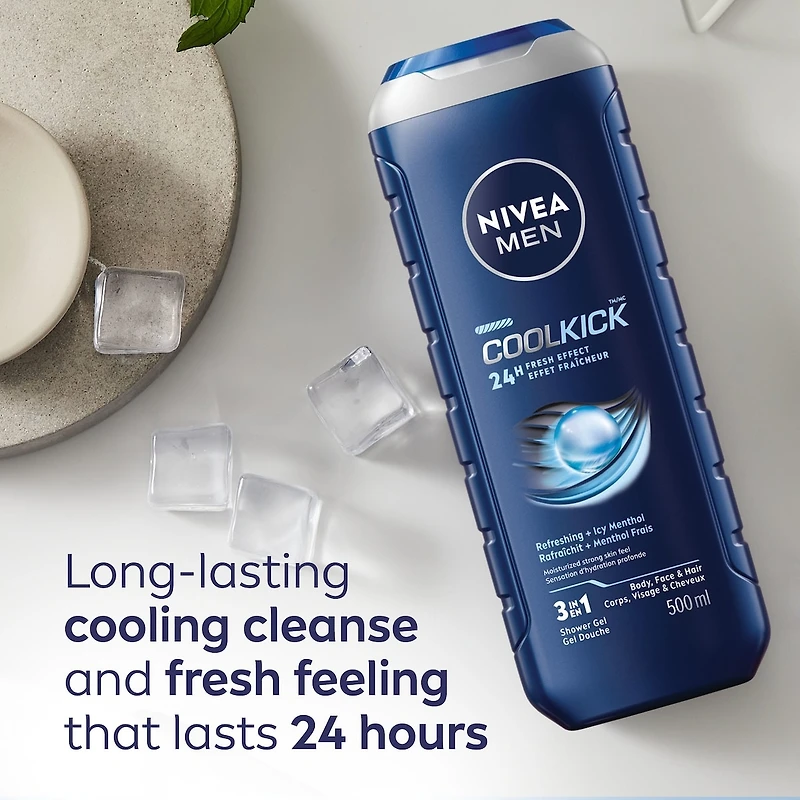 NIVEA MEN Routine Rafraîchissante, Coffret Cadeau des Fêtes, Gel Douche, Nettoyant Visage et Antisudorifique