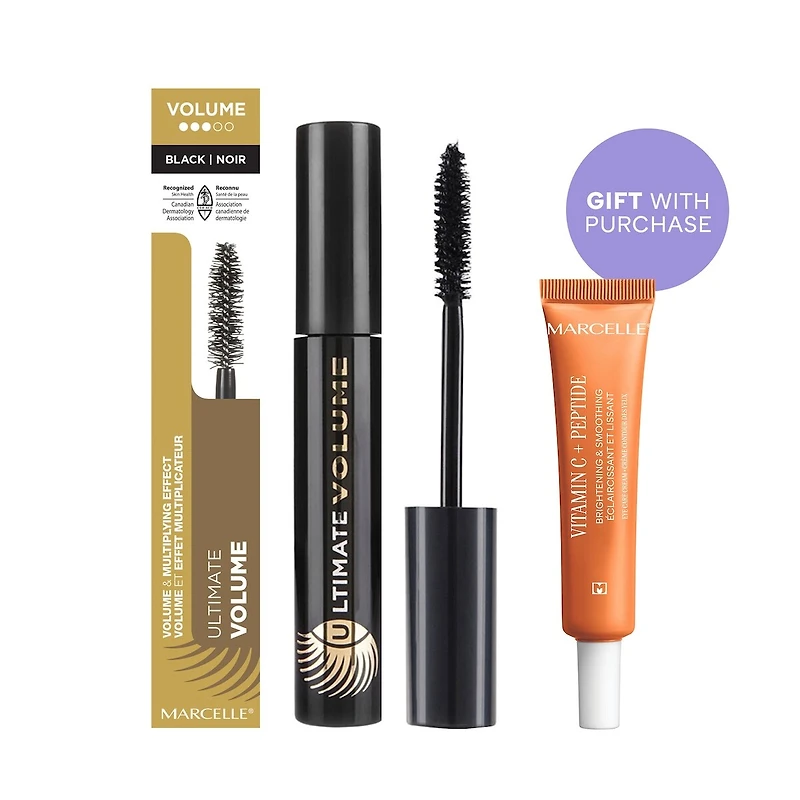 Ultimate Volume Mascara and Mini Vitamin C + Peptide Brightening and Smoothing Eye Care Cream