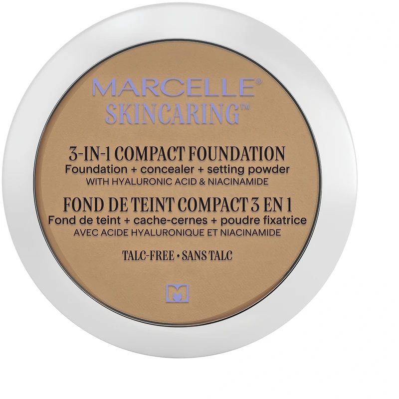 Skincaring 3-in-1 Compact Foundation + Concealer Setting Powder with Hyaluronic Acid