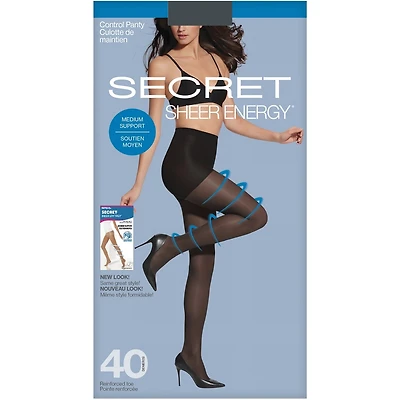 Sheer Control Top Panty Medium Support w/Reinforced Toe - D