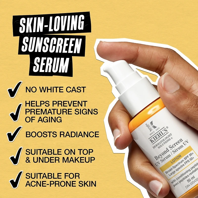 Sérum à écran solaire pour le visage FPS 50+ Beyond Screen® UV avec peptide de collagène