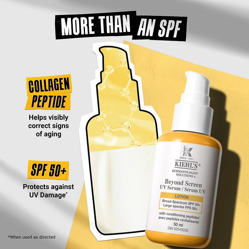 Sérum à écran solaire pour le visage FPS 50+ Beyond Screen® UV avec peptide de collagène