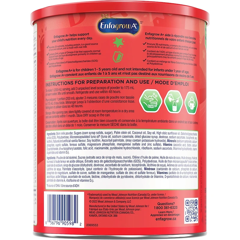 Boisson nutritionnelle pour tout-petit, saveur vanille, en poudre