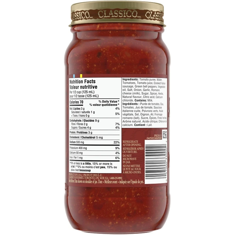 Sauce pour pâtes saucisse italienne, poivrons et oignons