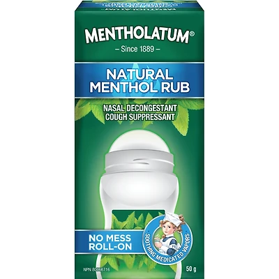 No Mess Natural Menthol Rub Roll On, vaporisateur, antitussif et décongestionnant nasal