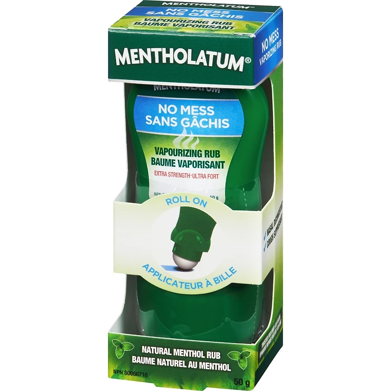 No Mess Natural Menthol Rub Roll On, vaporisateur, antitussif et décongestionnant nasal