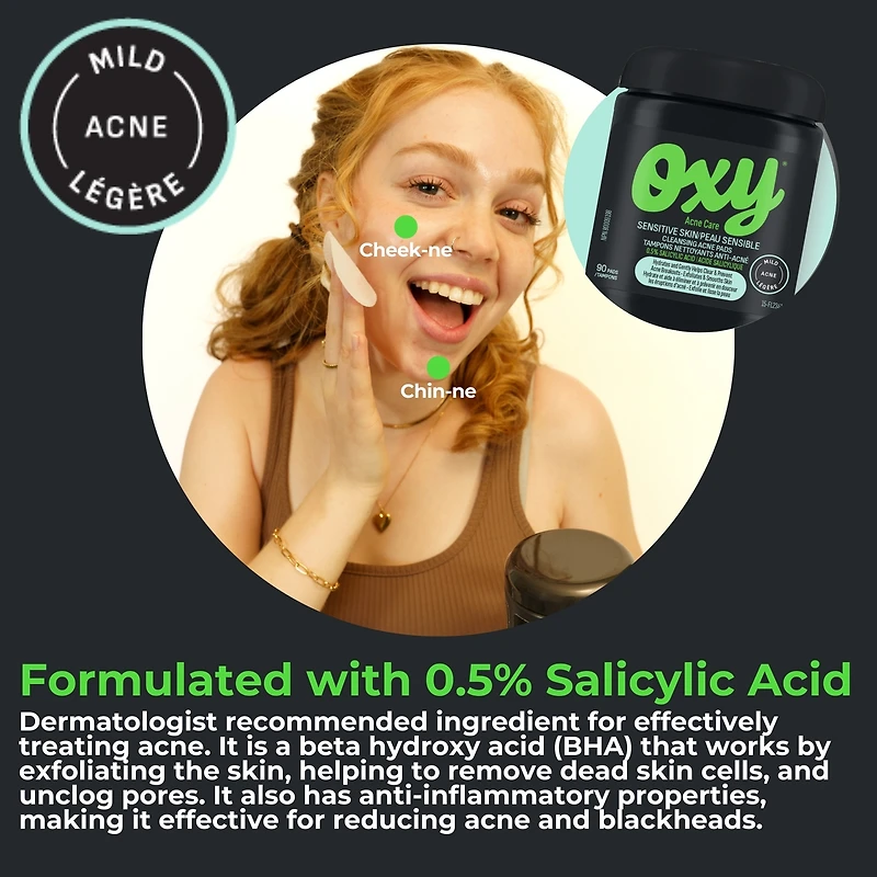 Sensitive Skin Cleansing Acne Pads with Salicylic Acid, For Sensitive Skin