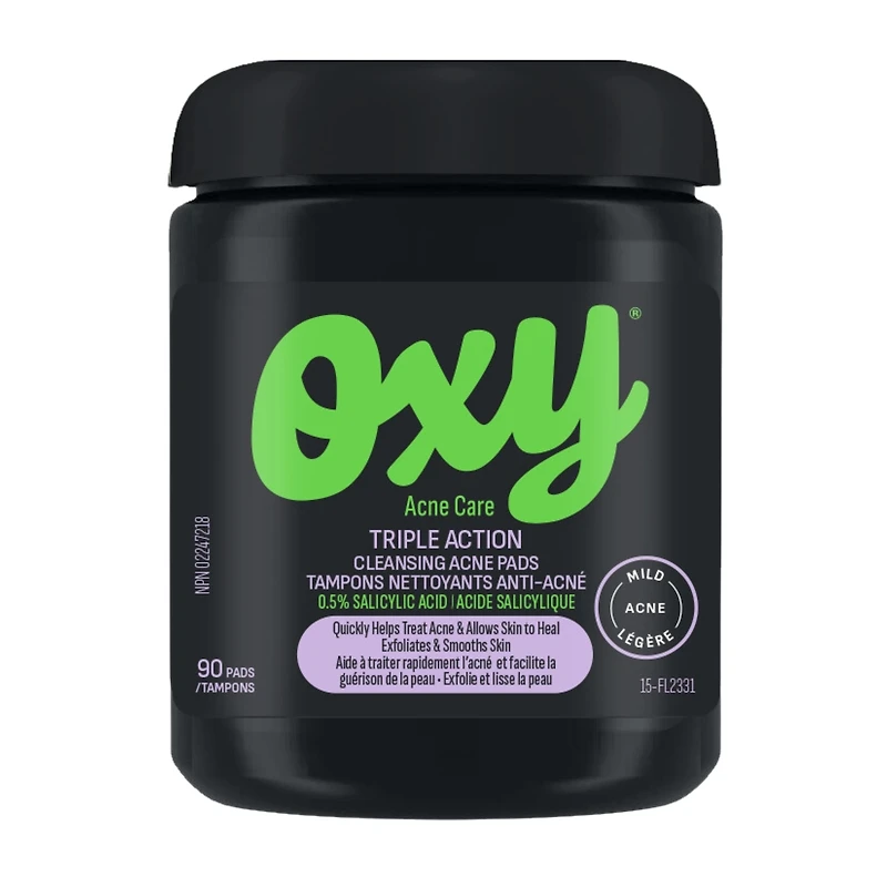 Triple Action Cleansing Acne Pads with Salicylic Acid, For Mild Acne, For Frequent Recurring Breakouts