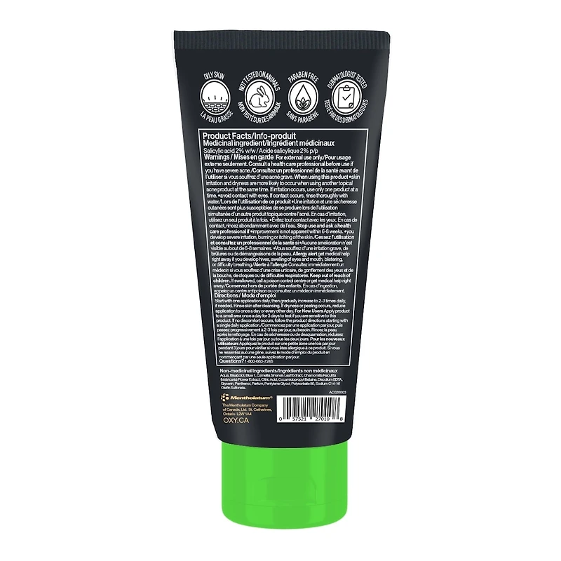 Nettoyant quotidien contre l'acné pour le visage en profondeur avec acide salicylique, pour l'acné tenace, pour les points noirs et les pores visibles