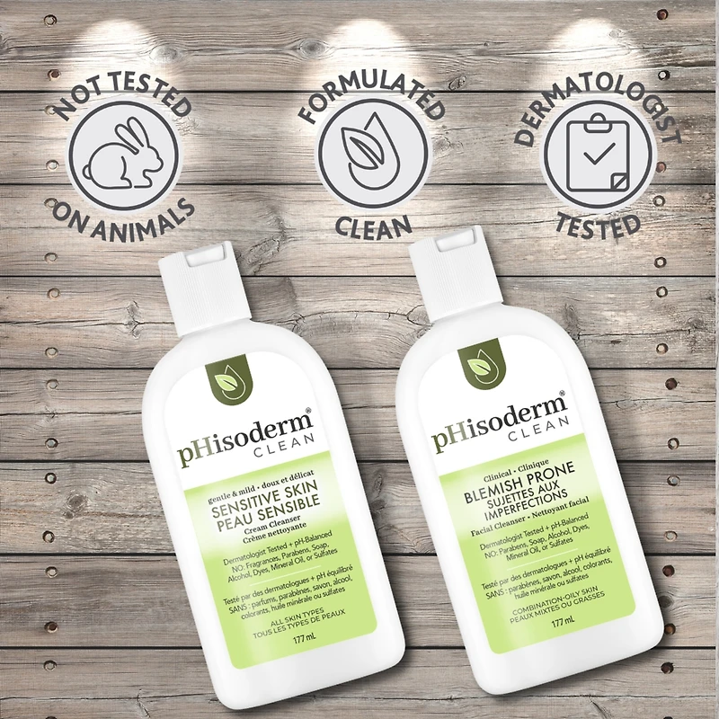 CLEAN Nettoyant pour le visage sujet aux imperfections avec acide salicylique et acide hyaluronique, sans paraben, sans savon, sans huile minérale