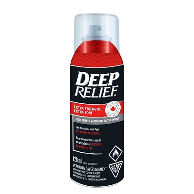 Deep Relief Extra Strength Heat Spray | Fast-Acting Pain Relief for Muscles & Joints | Deep Penetrating Heat Therapy |Non-Greasy, Quick-Drying Formula | Made in Canada – 120ml