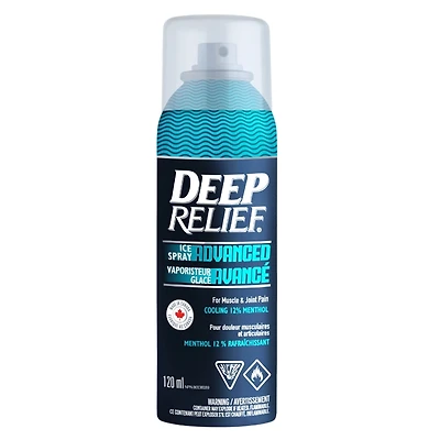 Deep Relief Ice Cold Spray Advanced | Fast-Acting Cooling Pain Relief for Muscles & Joints | 12% Menthol Cooling Formula | Non-Greasy, Quick-Drying | Made in Canada – 120ml