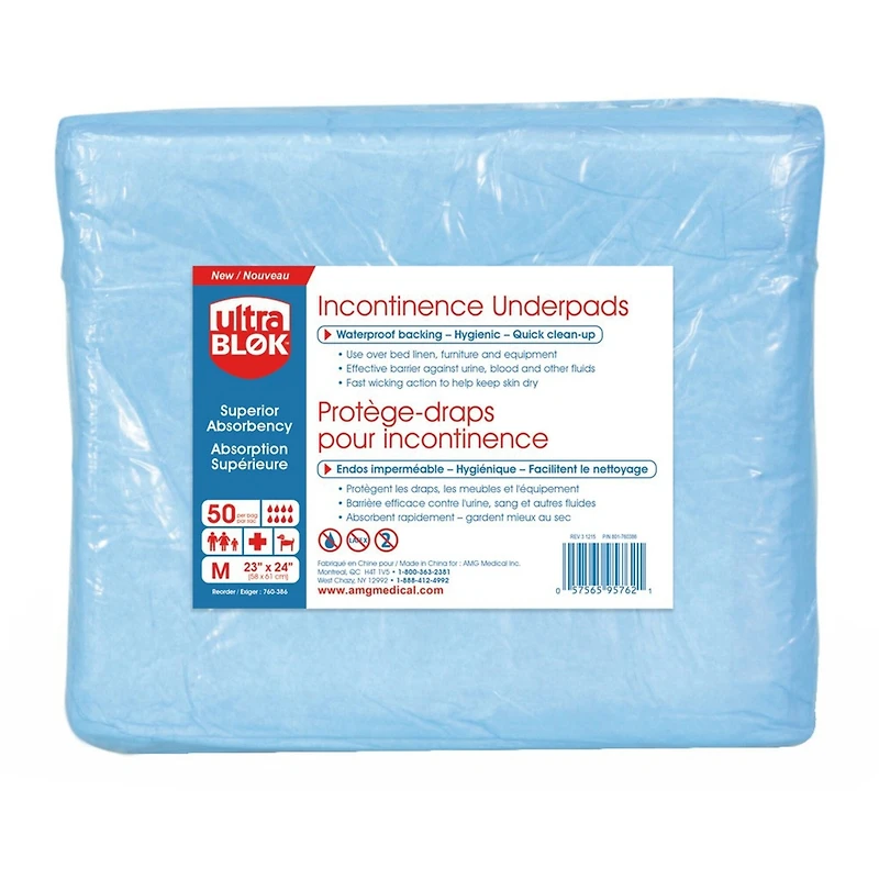 Absorbent Disposable Underpads, Medium (23"x24")