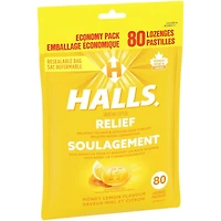 Halls Relief Mentho-lyptus, Honey Lemon Flavour, 80 cough drops
