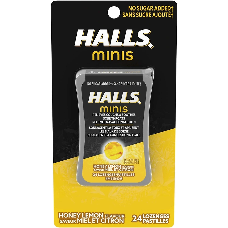 Minis Sans sucre ajouté Pastilles pour la toux Saveur miel et citron
