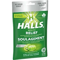 Halls Relief Mentho-Lyptus Kiwi Apple Flavour, 25 Cough Drops