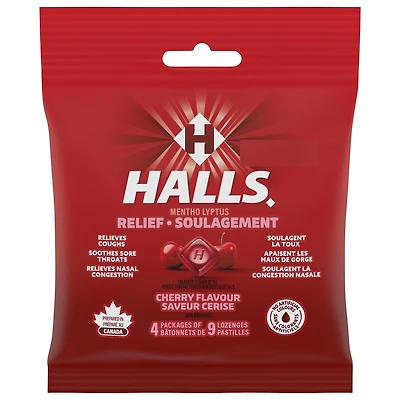 Relief Mentho-lyptus Cherry Flavour, 4 x 9 Cough Drops Multipack