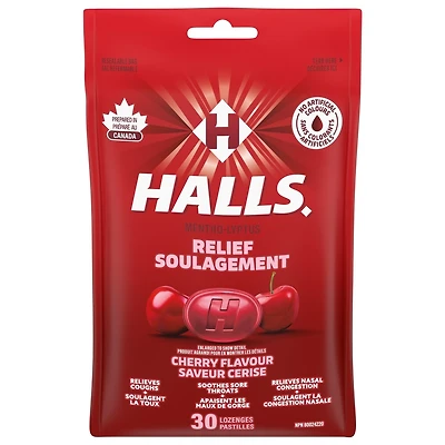 HALLS Soulagement avec Mentho-Lyptus Saveur Cerise, 30 pastilles