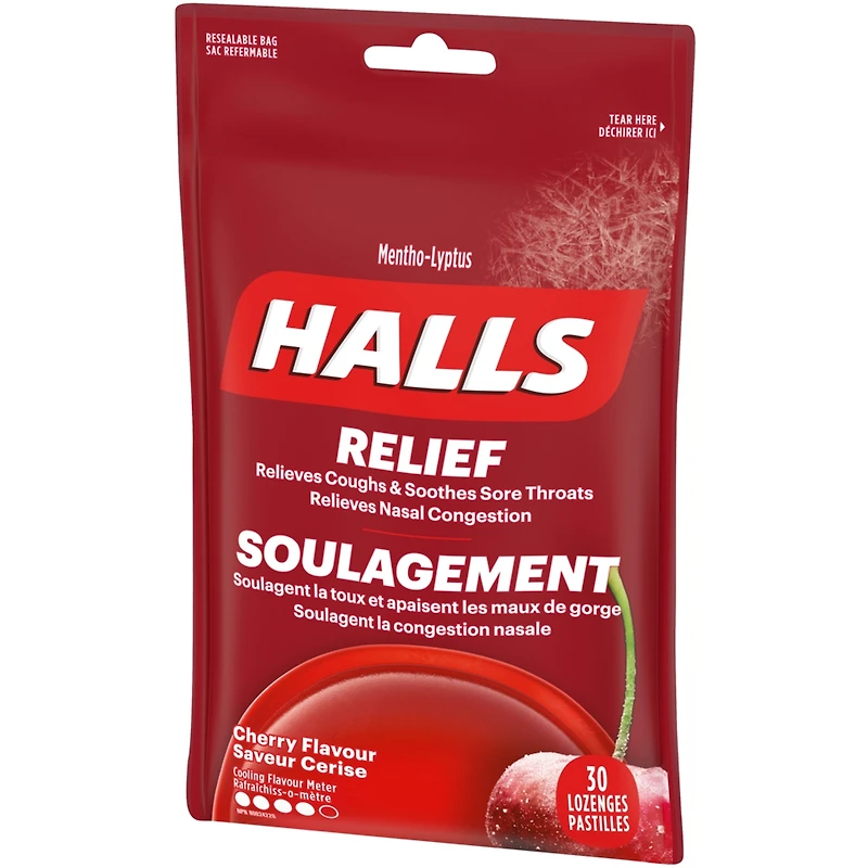 HALLS Soulagement avec Mentho-Lyptus Saveur Cerise, 30 pastilles