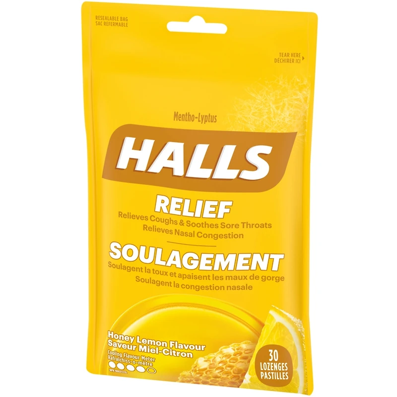 HALLS Soulagement avec Mentho-Lyptus Saveur Miel et citron