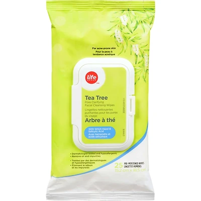 Lingettes nettoyantes purifiantes pour les pores du visage arbre à thé