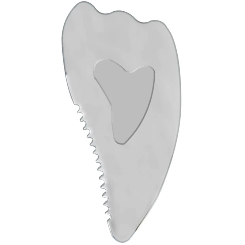 Outil Gua Sha en métal avec bord en peigne