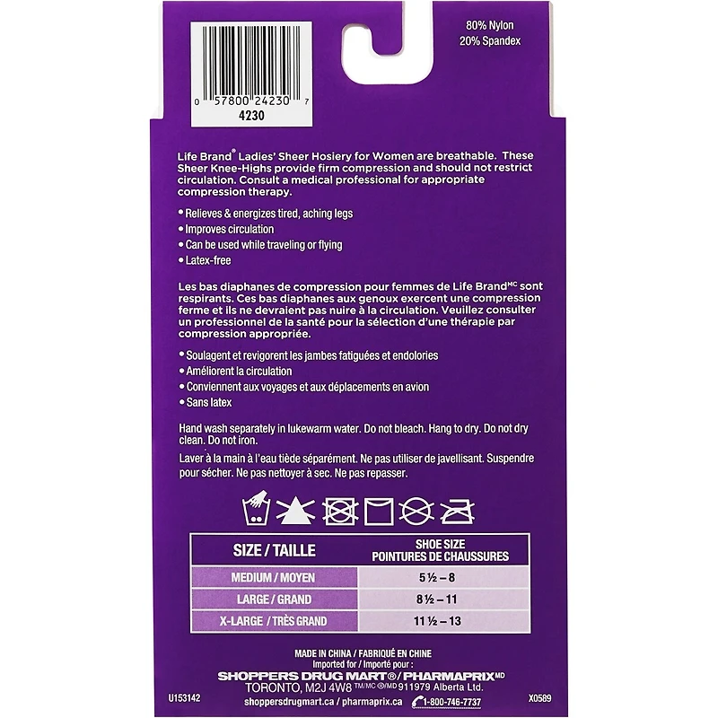 Bas diaphane de compression aux genoux -20