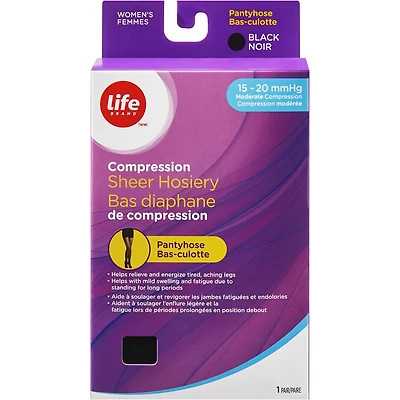 LB Sheer Hosiery Pantyhose Black 15-20 Compression