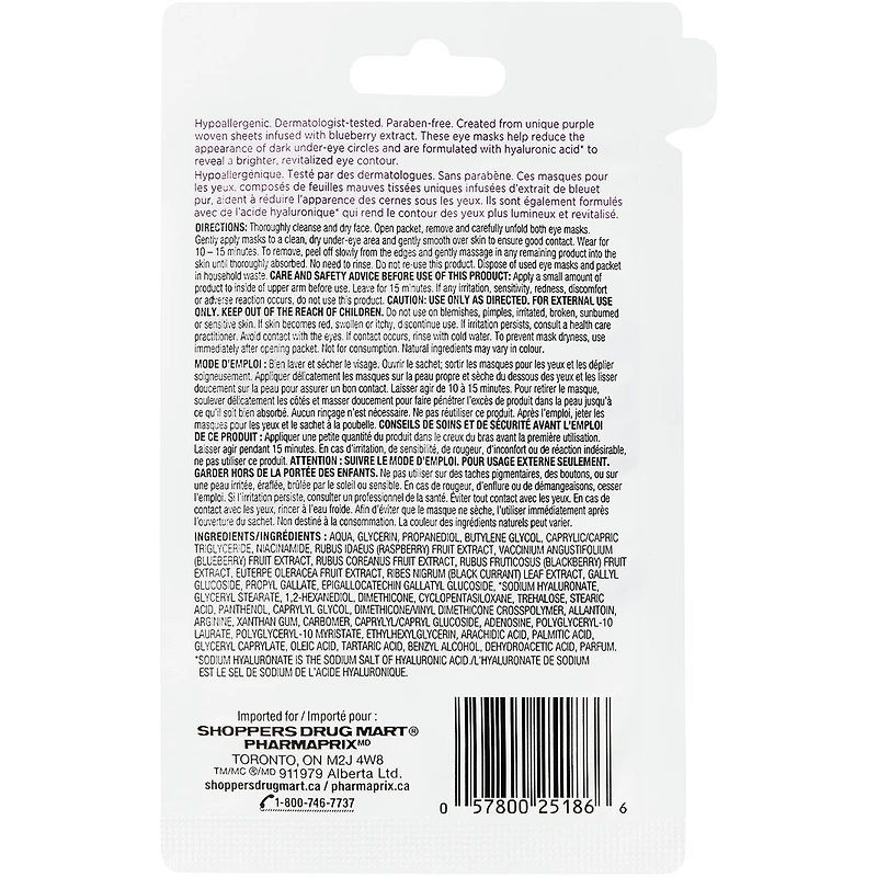 Éclaircissant aux bleuets Masque en Feuille
Pour les Yeux