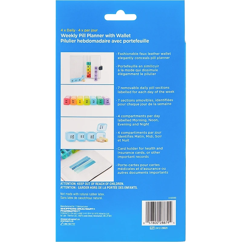 4 x  WEEKLY PILL PLANNERWITH WALLET
