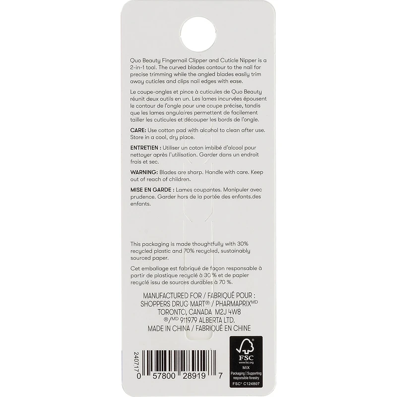 Double extrémité Coupe-ongles et pince à cuticules