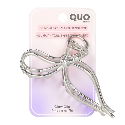 Claw Clip Silver Bow