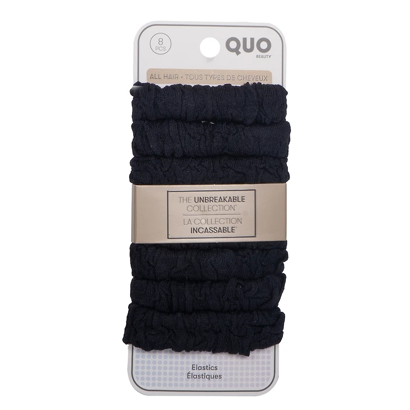 Paquet De 8 Élastiques Incassables Pour Cheveux Épais, Noir