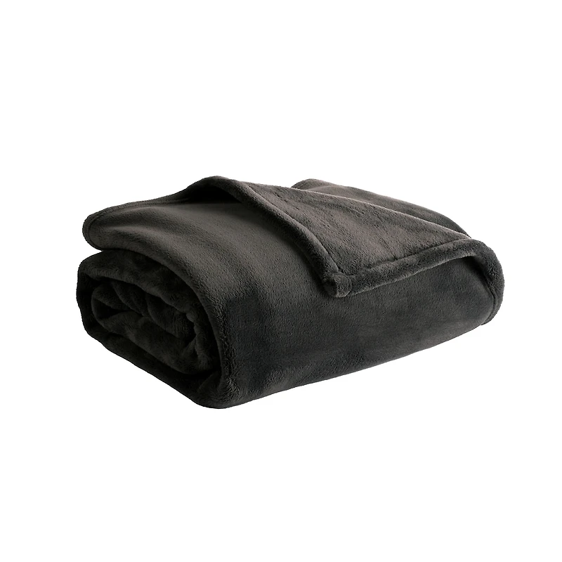 Plaid en peluche solide Pony, gris