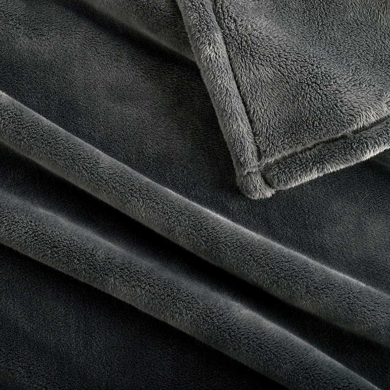 Plaid en peluche solide Pony, gris