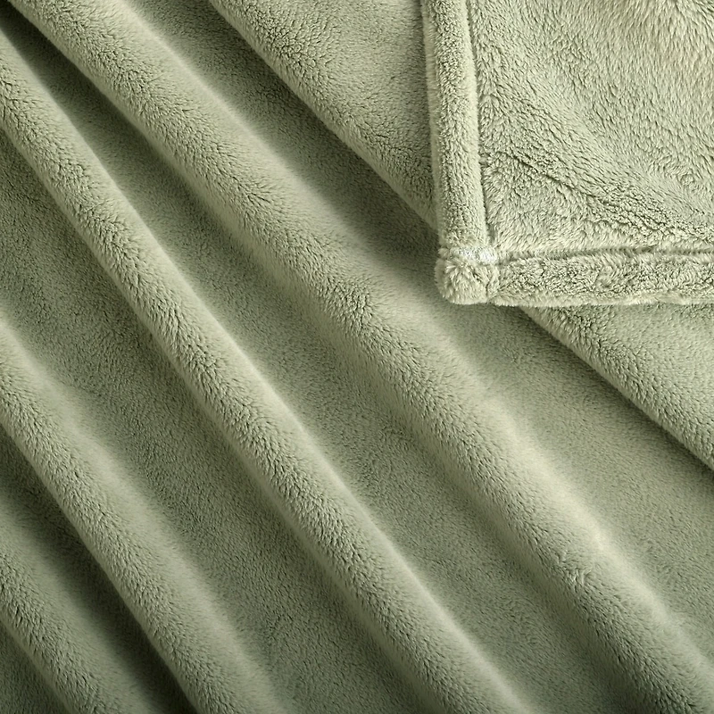 Plaid en peluche poney solide, vert pâle