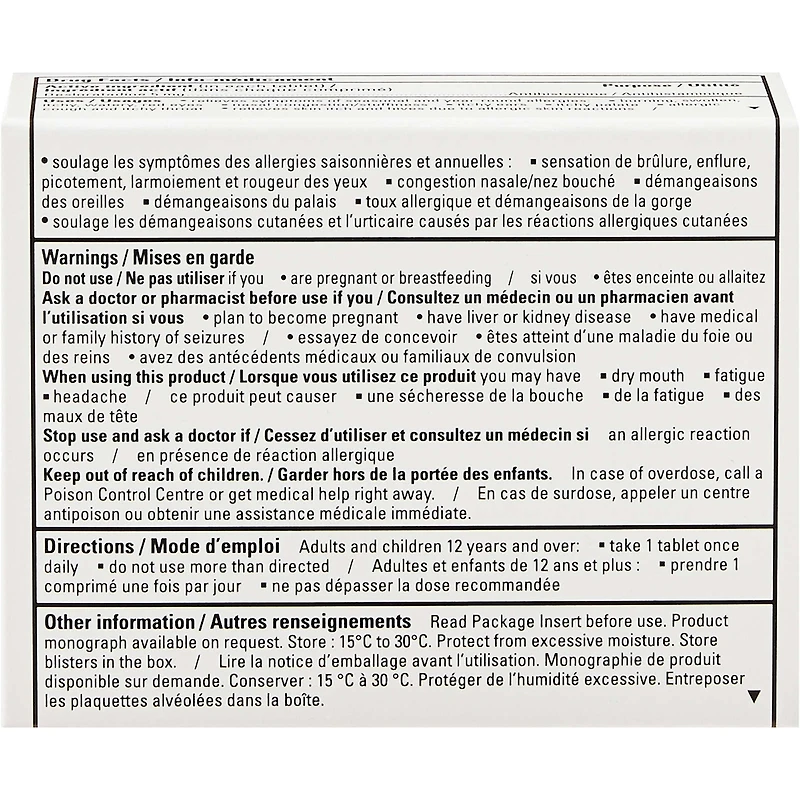 DESOLORATADINE CONTRÔLE DES ALLERGIES
Comprimés de desloratadine 5mg