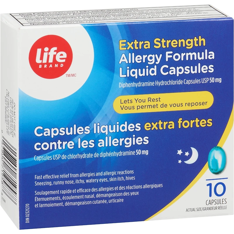 Capsules liquides extra fortes contre les allergies