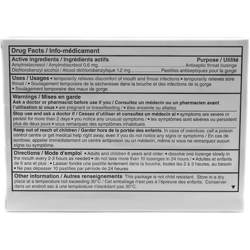 Pastilles antibactériennes pour la gorge