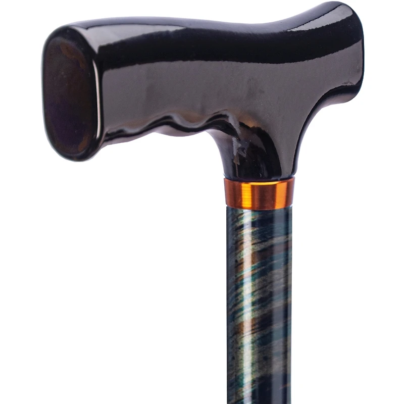 Canne en Aluminium Pliante - Poigné en T - Vert Tourbillon