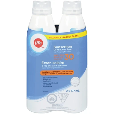 LB écran solaire  à vaporisation continue FPS30 paquet écono