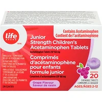 Comprimes d'acetaminophene pour enfants formule junior Saveur de raisin