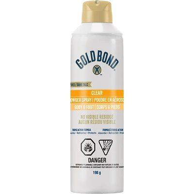 Poudre transparente en aérosol Gold Bond - Contrôle des odeurs, protection contre l'humidité - Rafraîchissant et absorbant - Application invisible, sans gâchis ni résidus - Extrait de racine d'aloès et de gingembre, parfum propre, sans talc
