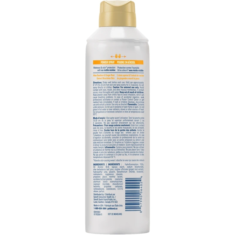 Clear Powder Spray - Odour Control, Wetness Protection - Refreshing & Absorbing - Invisible Application, No Mess or Residue - Aloe & Ginger Root Extract, Clean Scent, Talc-Free
