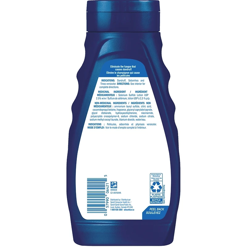 Selsun Anti-Dandruff Shampoo, 250mL, Dandruff Treatment with 2.5% Extra Strength Selenium Sulfide and Pro-Vitamin B5