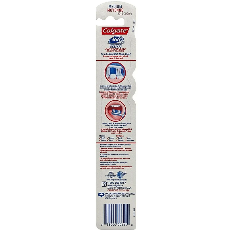 Brosse à dents moyenne Colgate 360