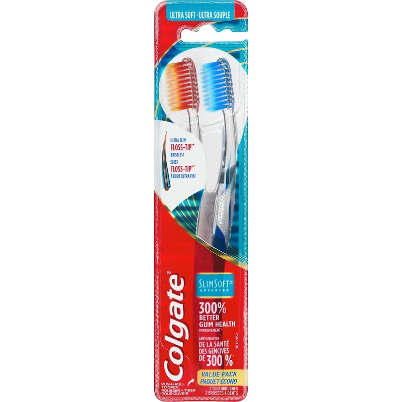 Colgate Slim Soft Advanced Brosse à dents, ultra douce - 2 unités