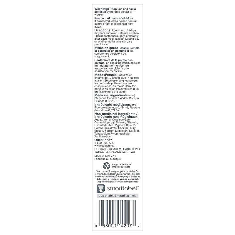 Total  Prevention Active Gel Plus Dentifrice Blanchissant avec Élimination des Taches, Menthe